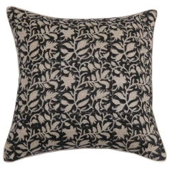 Elsie Green Linen Block Printed Pillow Cover | Amaya Noir What's New