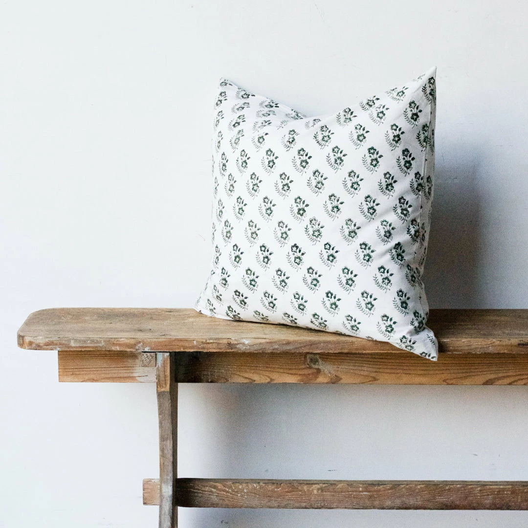 Wholesale 🛒 Elsie Green Hand Block Printed Pillow Cover | Albertine 👏 3 Elsie Green Hand Block Printed Pillow Cover | Albertine