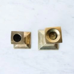 Elsie Green Pair Of Brass Candlesticks & Tapers