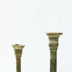 Elsie Green Pair Of Brass Candlesticks & Tapers