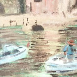 Elsie Green Seaside Village With Sailboats Oil Painting | Reverso