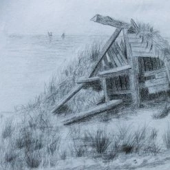 Elsie Green Art Galerie Waterside Shack Drawing