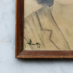 Brocante Belgique X Art Galerie Portrait In Pencil