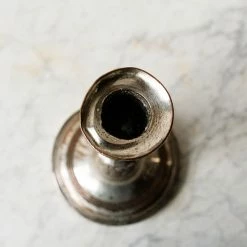 Elsie Green What's New Pair Of Vintage Embossed Candlesticks With Beeswax Tapers