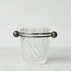 Elsie Green Silver Rim Cut Glass Ice Bucket Tag Sale