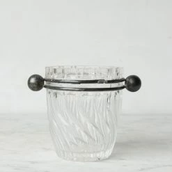 Elsie Green Silver Rim Cut Glass Ice Bucket Tag Sale