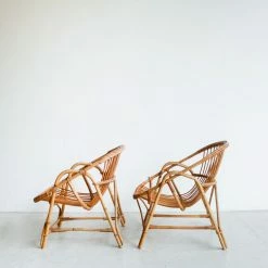 Deleage . Set Of Bamboo Chairs And Table