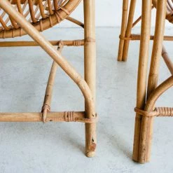 Deleage . Set Of Bamboo Chairs And Table