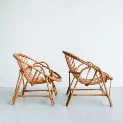 Deleage . Set Of Bamboo Chairs And Table