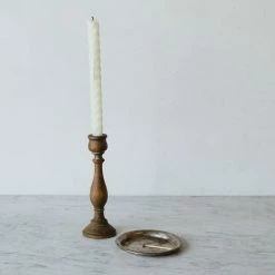 Elsie Green What's New Carved Wood Candlestick