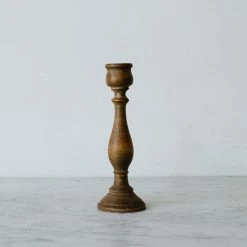 Elsie Green What's New Carved Wood Candlestick