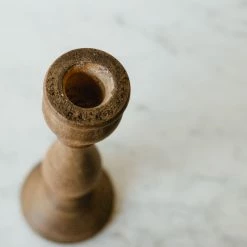 Elsie Green What's New Carved Wood Candlestick