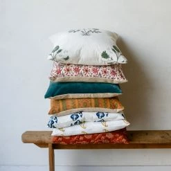 Elsie Green Block Print Pillow Cover | Rupa Saffron