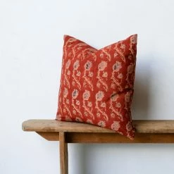 Elsie Green Block Print Pillow Cover | Rupa Saffron