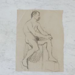 Elsie Green What's New 19th Century Sketch | Nude Seated Casually