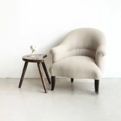 Elsie Green Vintage Flax Linen Crapaud Chair What's New