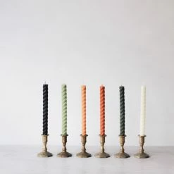 Elsie Green Pair Of Twist Beeswax Tapers What's New