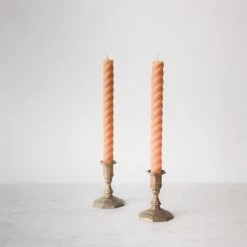 Elsie Green Pair Of Twist Beeswax Tapers What's New