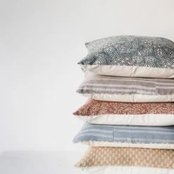 Elsie Green Linen Block Printed Pillow Cover