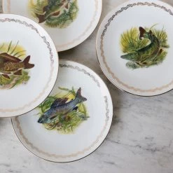 Elsie Green Vintage Poisson Plate Set Of 6