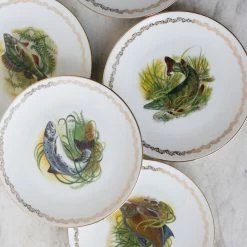 Elsie Green Vintage Poisson Plate Set Of 6