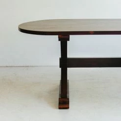 Custom Furniture Oval Reclaimed Wood Trestle Table