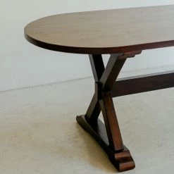 Custom Furniture Oval Reclaimed Wood Trestle Table