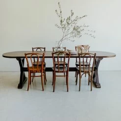 Custom Furniture Oval Reclaimed Wood Trestle Table