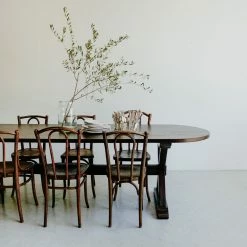 Custom Furniture Oval Reclaimed Wood Trestle Table