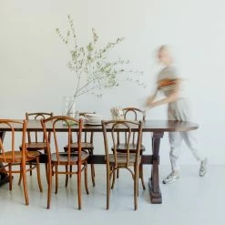 Custom Furniture Oval Reclaimed Wood Trestle Table