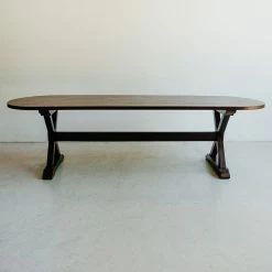Custom Furniture Oval Reclaimed Wood Trestle Table