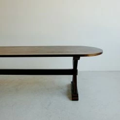 Custom Furniture Oval Reclaimed Wood Trestle Table