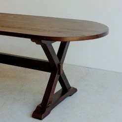 Custom Furniture Oval Reclaimed Wood Trestle Table