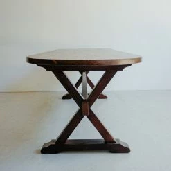 Custom Furniture Oval Reclaimed Wood Trestle Table