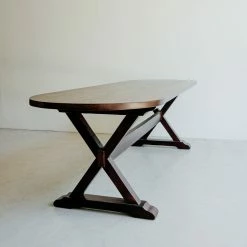 Custom Furniture Oval Reclaimed Wood Trestle Table