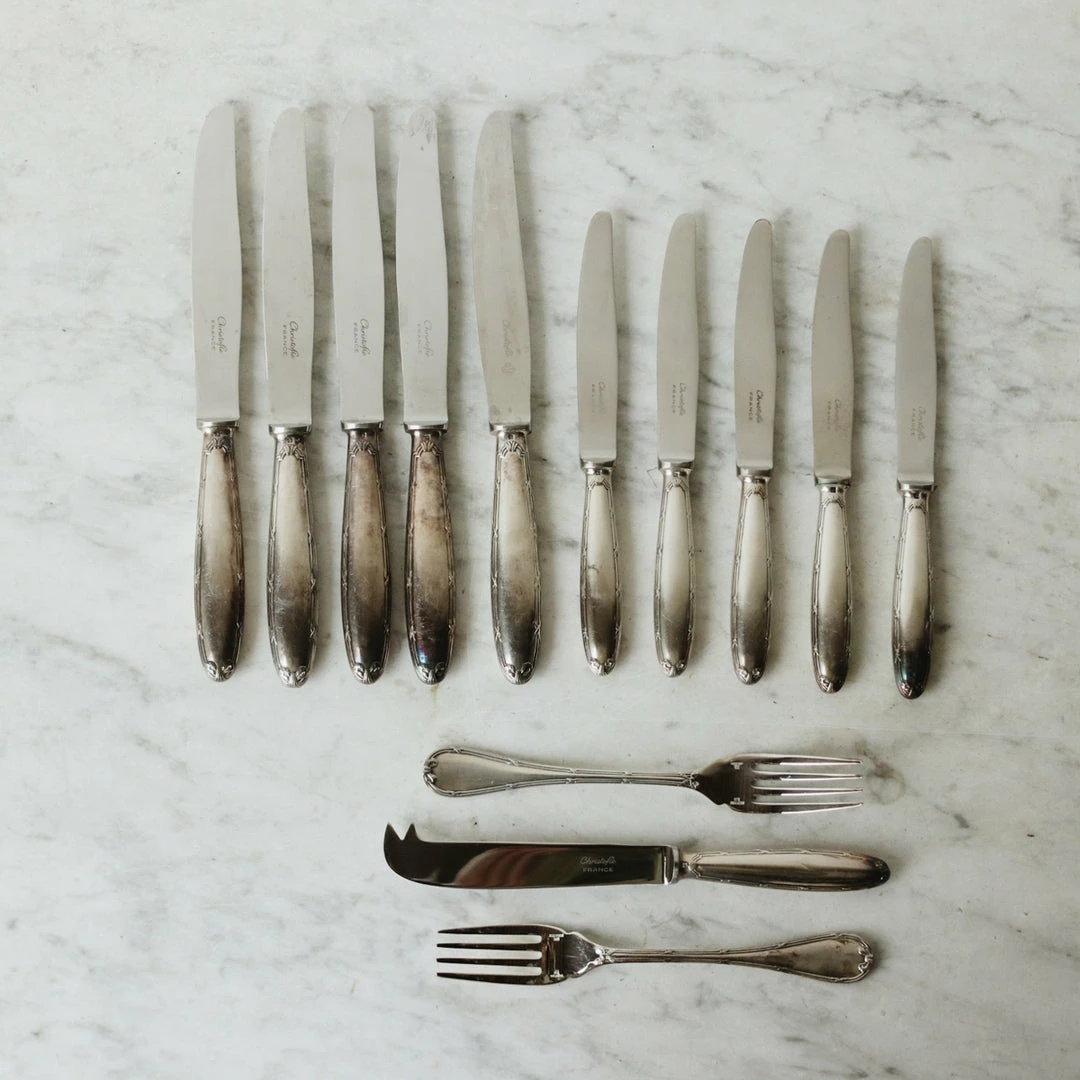Discount 👍 Set Of Vintage Christofle Knives 👏 4 Set Of Vintage Christofle Knives