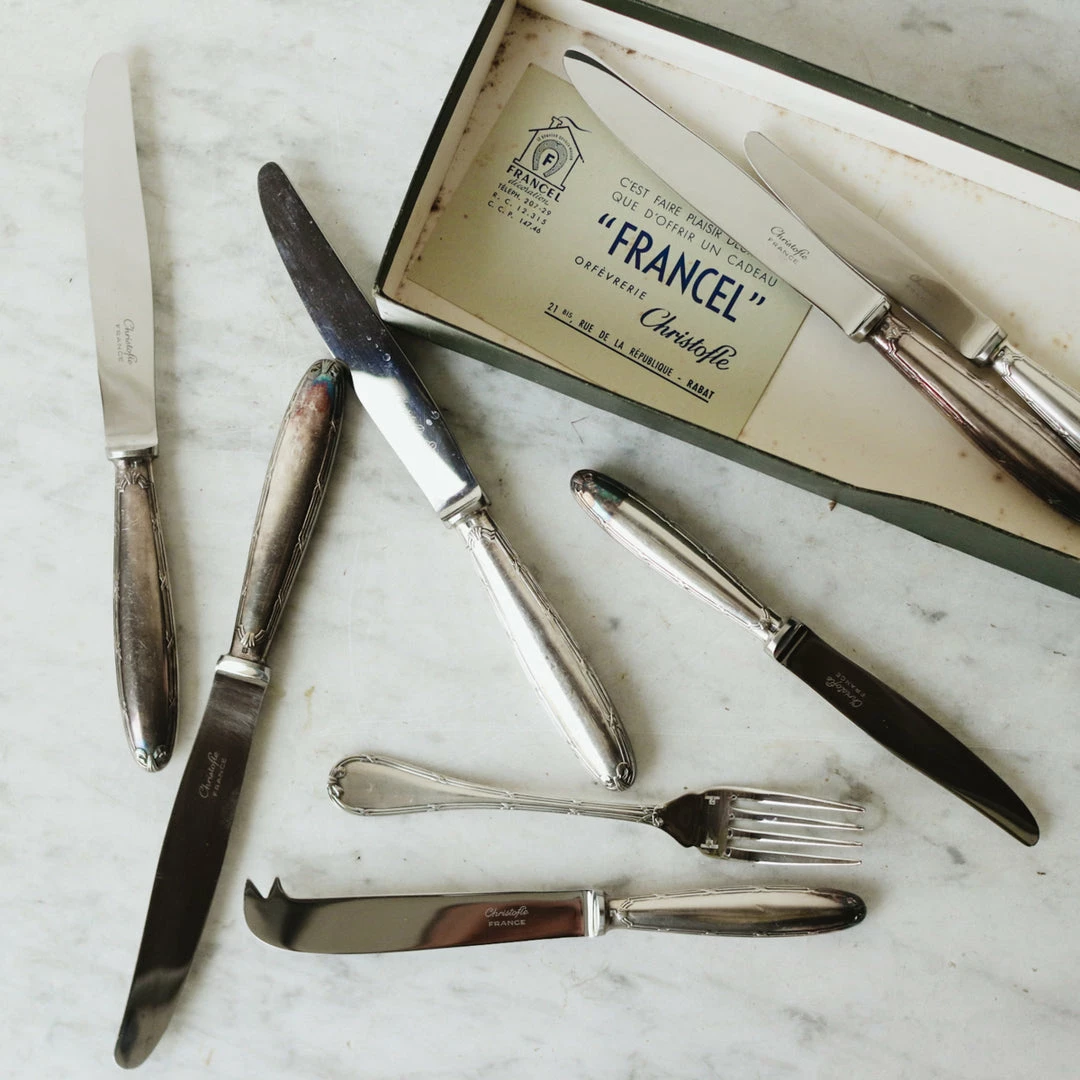 Discount 👍 Set Of Vintage Christofle Knives 👏 3 Set Of Vintage Christofle Knives