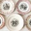 Elsie Green What's New Brown Transferware Plate Eclectic Set Of 4