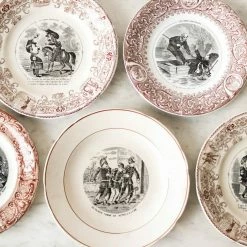 Elsie Green What's New Brown Transferware Plate Eclectic Set Of 4