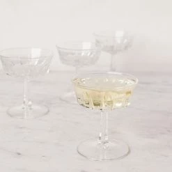 Elsie Green Hotel Silver Platter And Set Of Champagne Coupes