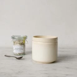 Didier Martin Ironstone Confiture Crock With Citrus Salt & Silver Spoon