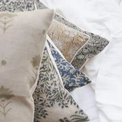 Elsie Green Linen Block Printed Pillow Cover | Wisteria Noir What's New