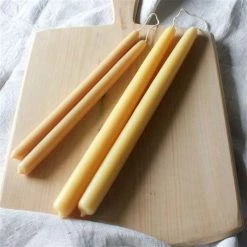 Elsie Green Pair Of Natural Beeswax Tapers