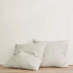 Elsie Green Textiles Pair Of Washed Linen Euro Shams