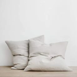 Elsie Green Textiles Pair Of Washed Linen Euro Shams