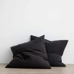 Elsie Green Textiles Pair Of Washed Linen Euro Shams