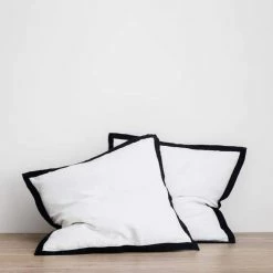 Elsie Green Textiles Pair Of Washed Linen Euro Shams