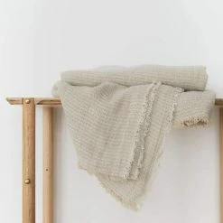 Elsie Green Sand Linen Throw