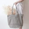 Elsie Green Striped Cotton Tote