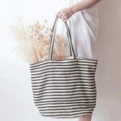 Elsie Green Striped Cotton Tote